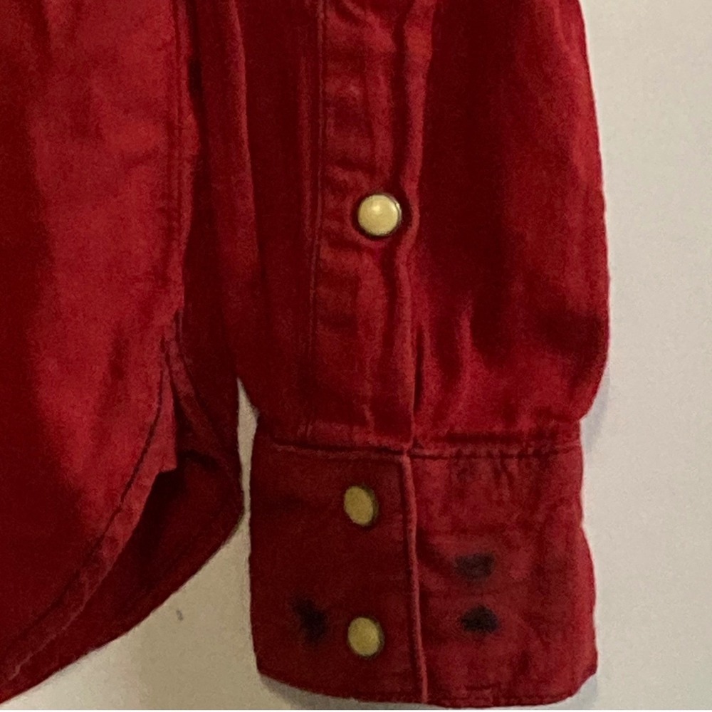 Robins Jean Mens Red Western Pearl Snap Distressed Wing Logo Shirt Small USA - Picture 2 of 8